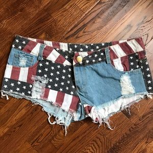 AMERICAN FLAG denim shorts size S